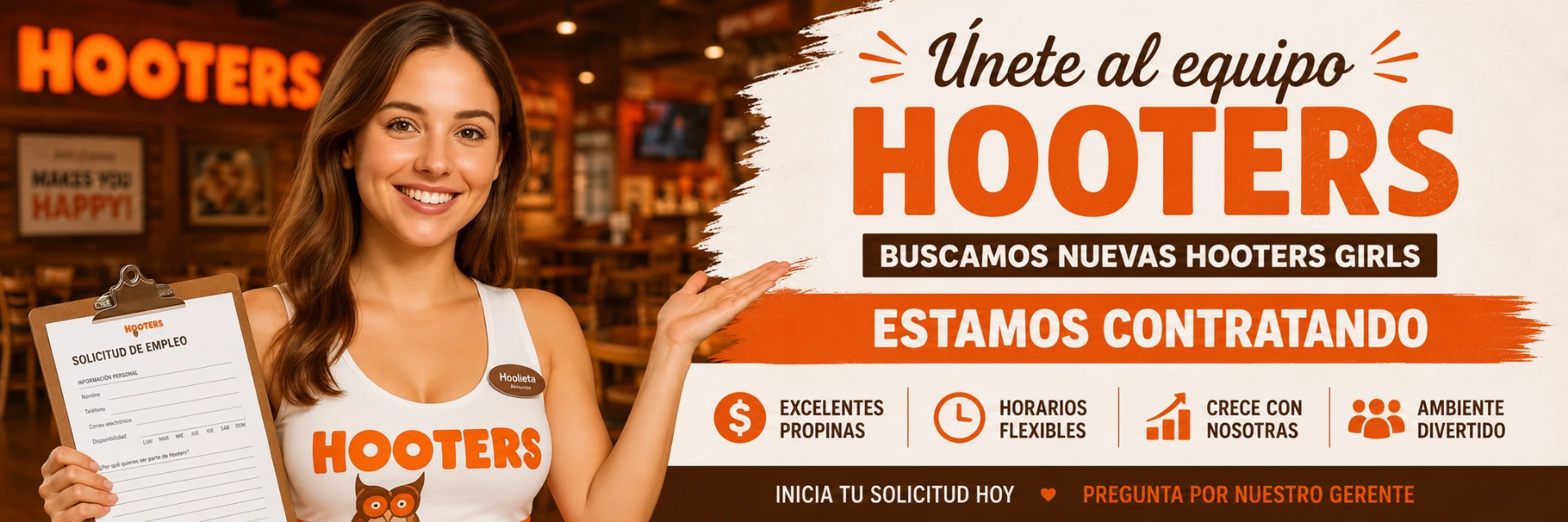 Estamos contratando: buscamos nuevas Hooters Girls